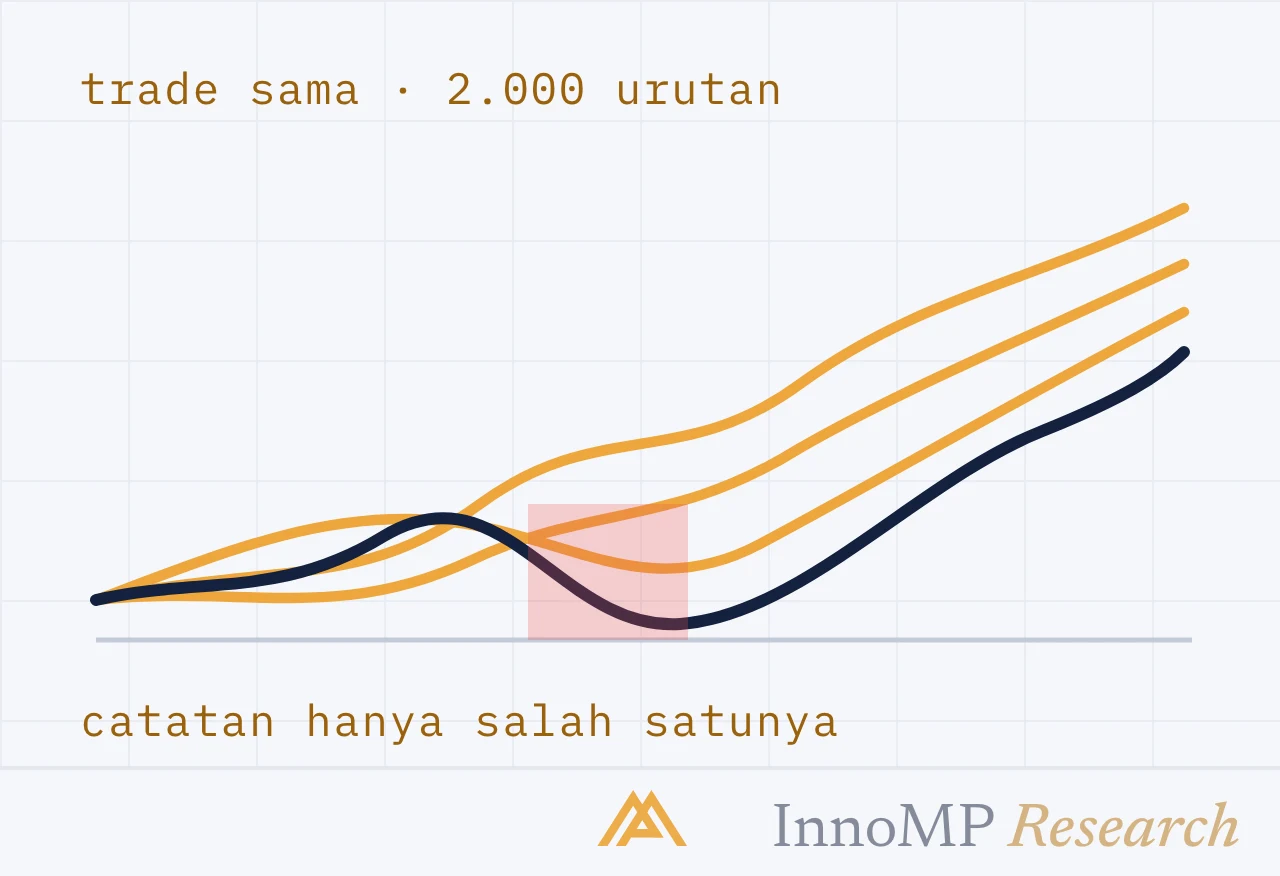 Ilustrasi sampul InnoMP Research — satu jalur dari ribuan